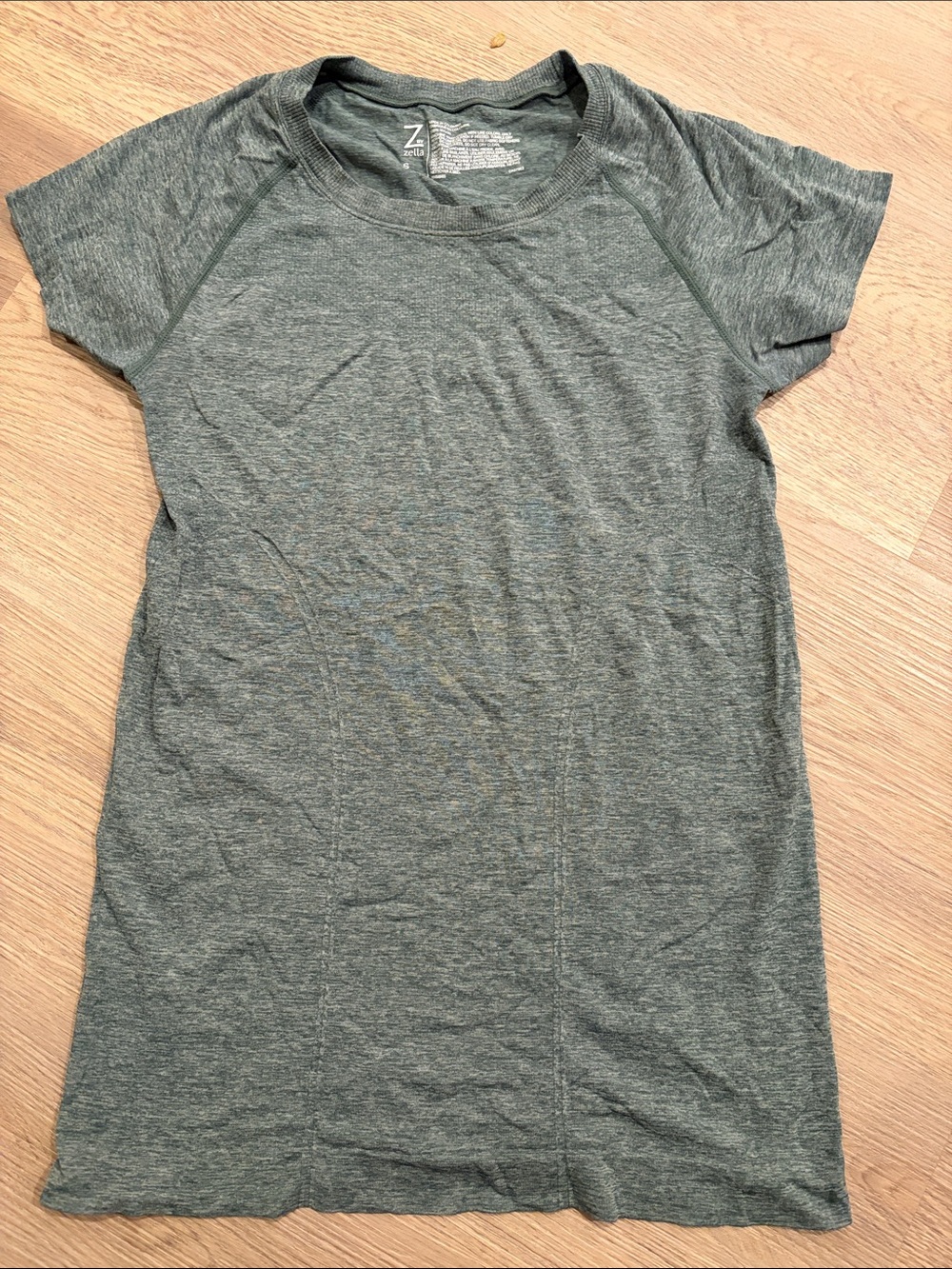 Zella Women's Heathered Olive-Grey Short Sleeve Active Tee